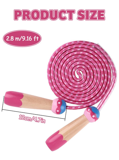 Jump Rope for Kids, Lorvain Adjustable Skipping Rope, Kids Jump Ropes with Wooden Handle for Girls Boys, Weighted Jumping Ropes for Fitness Workout Exercise Outdoor Fun Activity