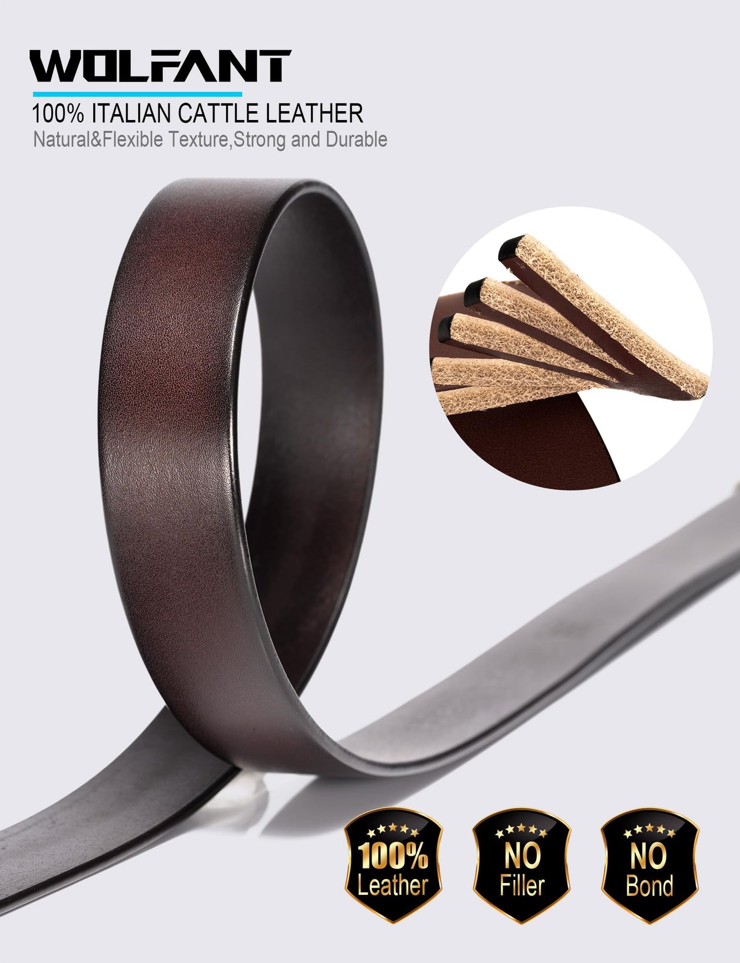 WOLFANT Womens Belts for Jeans in Gift Box,1.1" Ladies Belt with Gold Buckle,100% Italian Full Grain Real Solid Leather