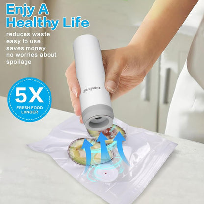 Handheld Vacuum Sealer for Food - Powerful Portable Meal Saver | Includes 20 Reusable Bags