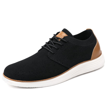 VILOCY Men's Fashion Dress Sneakers Casual Walking Shoes Business Oxfords Comfortable Breathable Lightweight Tennis Zapatos para Hombre Black,US7.5 EU40