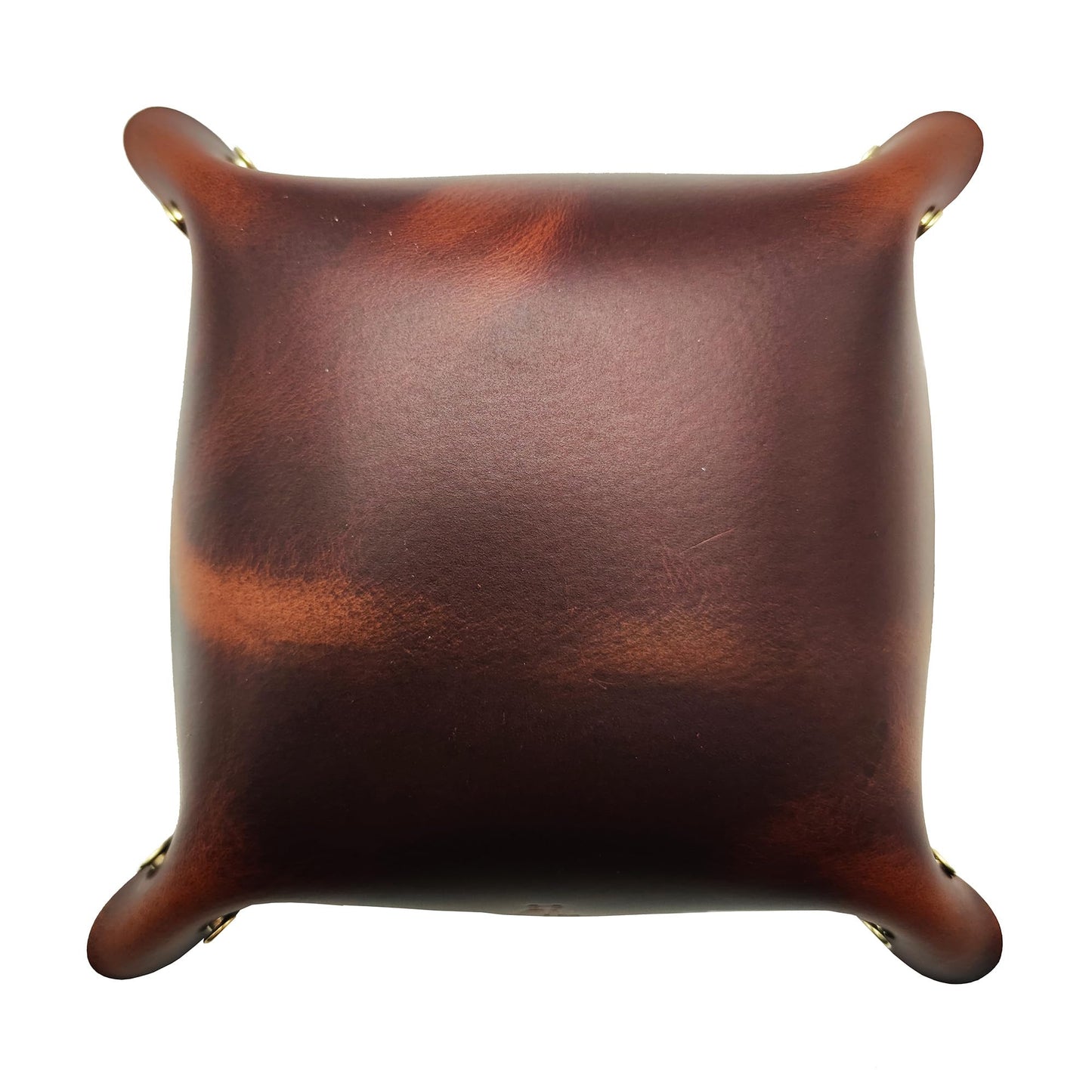 WOBACWVO Leather Valet Tray Entryway Catchcall Tray Nightstand Organizer Storage for Wallets Watches Keys Holder Dish Bowl Coins Office Desk Accessory (Antique Brown-Oil Wax Leather).