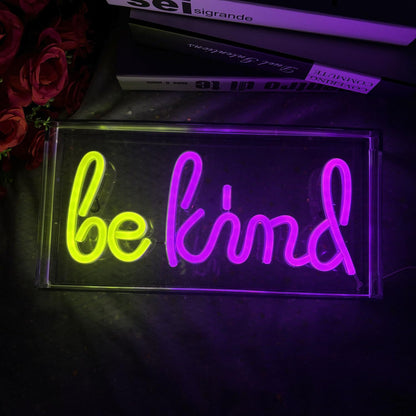 Be Kind Neon Light Sign,3D Standable Neon Marquee Letters Sign for Girls Room Decor Home Bedroom, Pub, Hotel, Beach, Cocktail, Man Cave Gift,USB Powered 11.8"*5.9"*1.7"