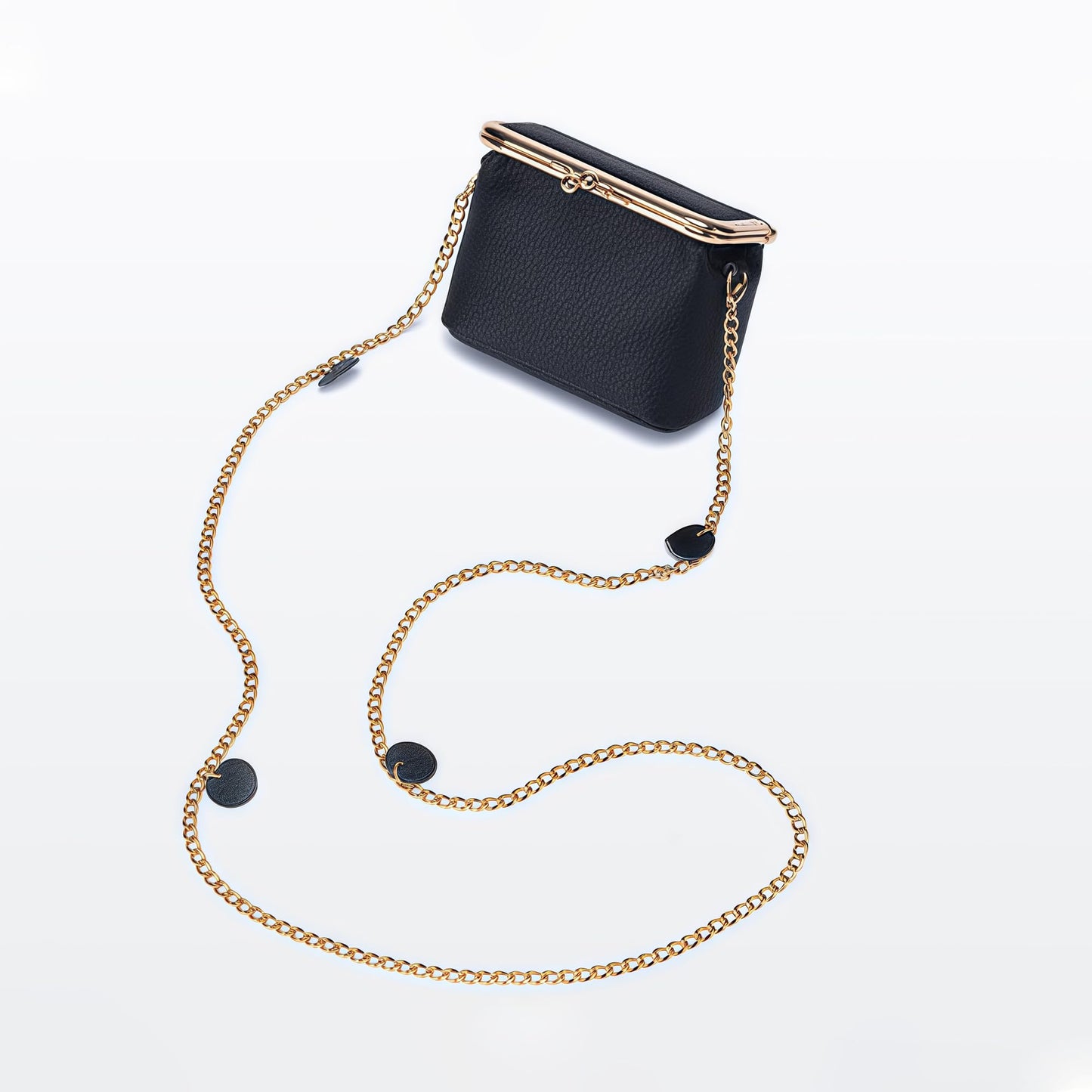 Fashion Crossbody Coin Purse for Women Small Credit Card Holder Wallet with Chain Leather Compact Wallet for Cash, Keys, Lipstick (Black)