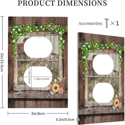 Farm Barn Farmhouse Rustic Country Flower 1 Gang Duplex Receptacle Switch Wall Plate Decorative Switchplate Outlet Covers Electrical Plug Cover Faceplate for Bathroom Home Decor