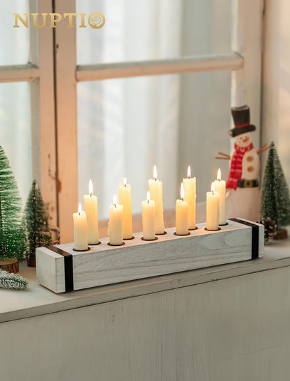 NUPTIO Candelabra Candle Holders Wood: Farmhouse Candlestick Holder for Fireplace Table Centerpiece - Wooden Taper Candles Stick for Thanksgiving Christmas Decor
