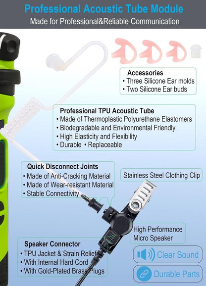 Commoutain APX 6000 Earpiece with Mic - Two-Wire Surveillance Headset for Motorola Radios | Compatible with APX 8000, XPR 7550e