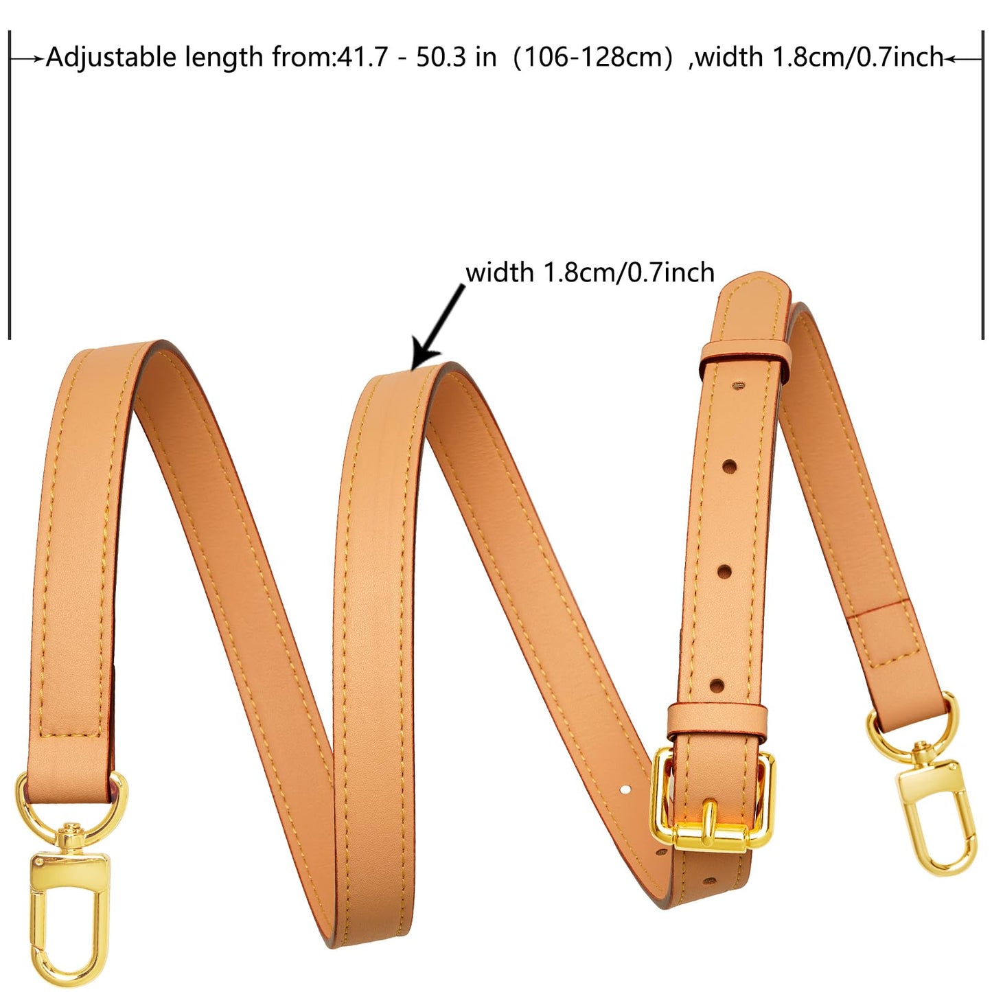 YAZHIMI Vachetta Leather Purse Strap Genuine Leather Adjustable Replacement Strap for Shoulder Bag Handbag Purse (Apricot-Leather Purse Strap)