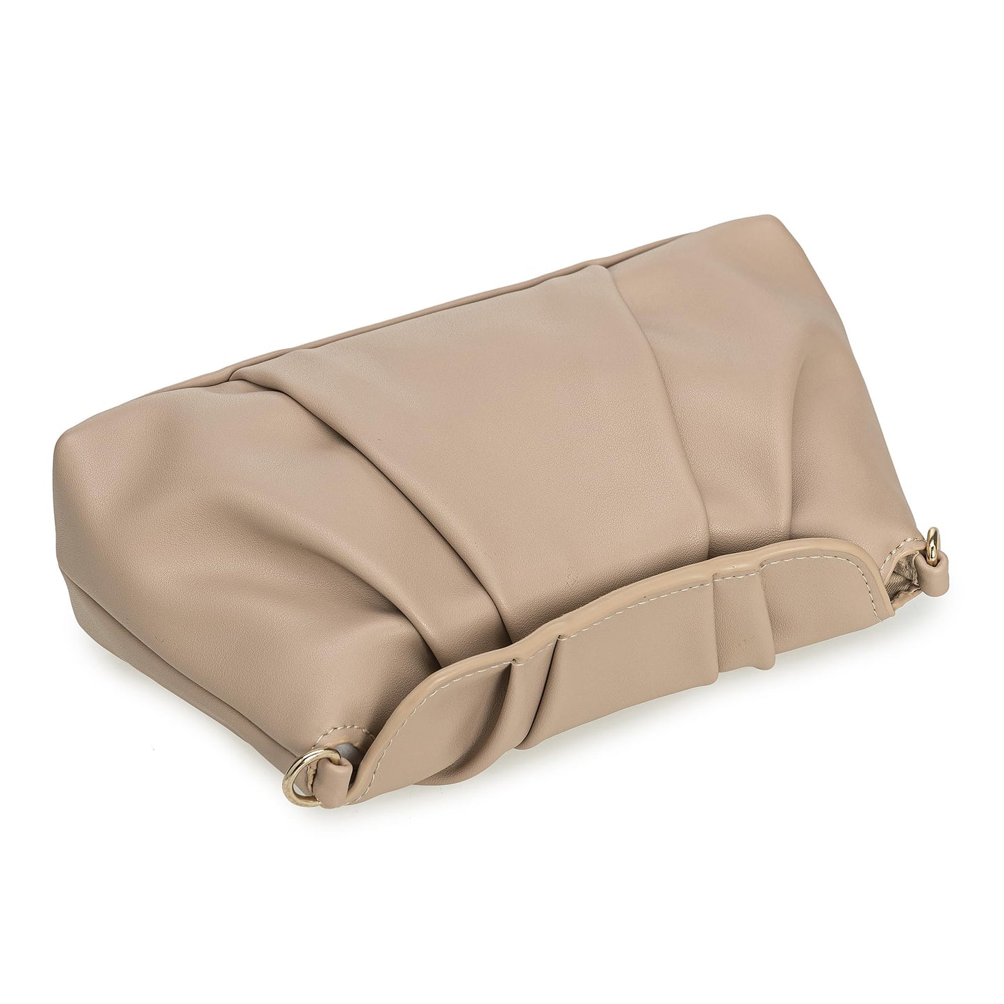IXEBELLA PU Clutch Handbag for Women Evening Bag Formal Dressy Purse with Pearl Strap (Taupe)