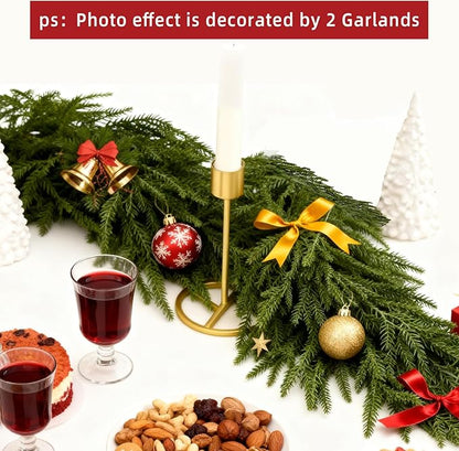 9 Ft Norfolk Pine Christmas Garland - Artificial Faux Pine Needles Real Touch Winter Garland - Indoor/Outdoor Holiday Greenery Garlands for Fireplace Mantle, Staircase, Window Decor