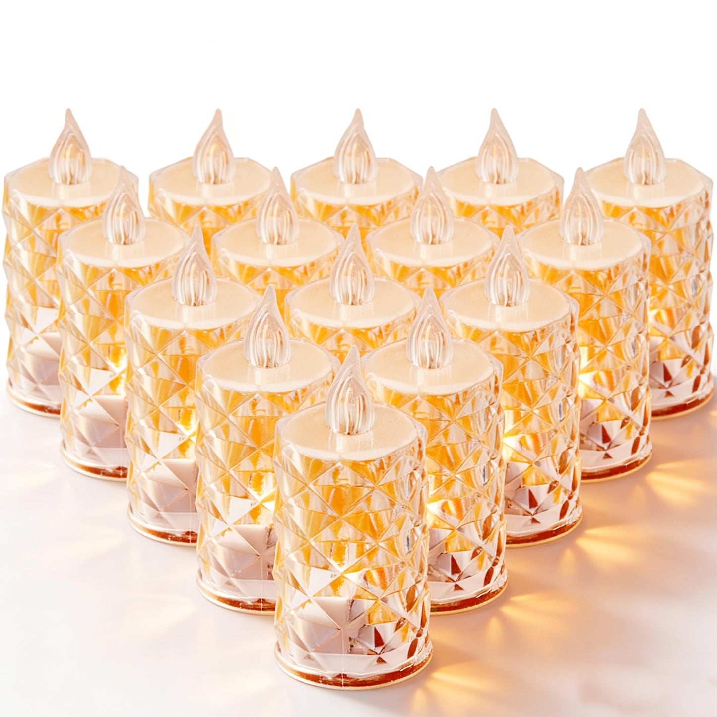 AYMXZT 12 Pack Battery Operated Flameless Candles Realistic LED Tea Lights