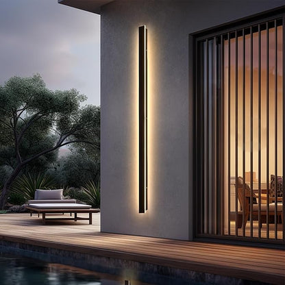 79in Long Outdoor Sconce Lights, Black Modern Outdoor Wall Lights, Waterproof Wall Mounted Lamp, 3000k Linear Wall Led Light Fixtures for House, Garage 60W