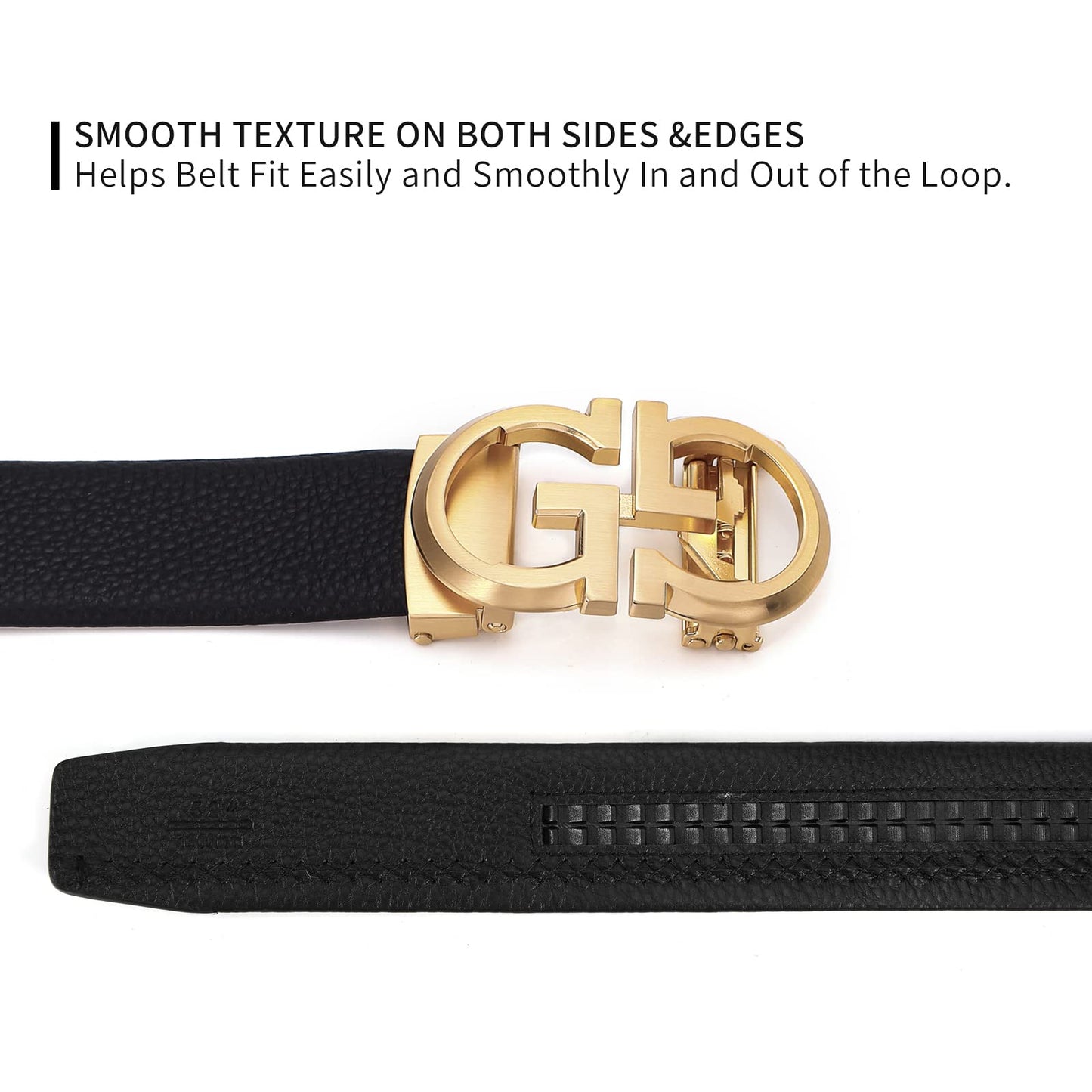 ARIMIA Fashion Diamond Men Real Leather Ratchet Belt Black Adjustable Length Full Grain Soft Genuine Cowhide Strap 1.5 Inch Wide (Gold Black G1, Adjustable from 26" to 46" Waist)