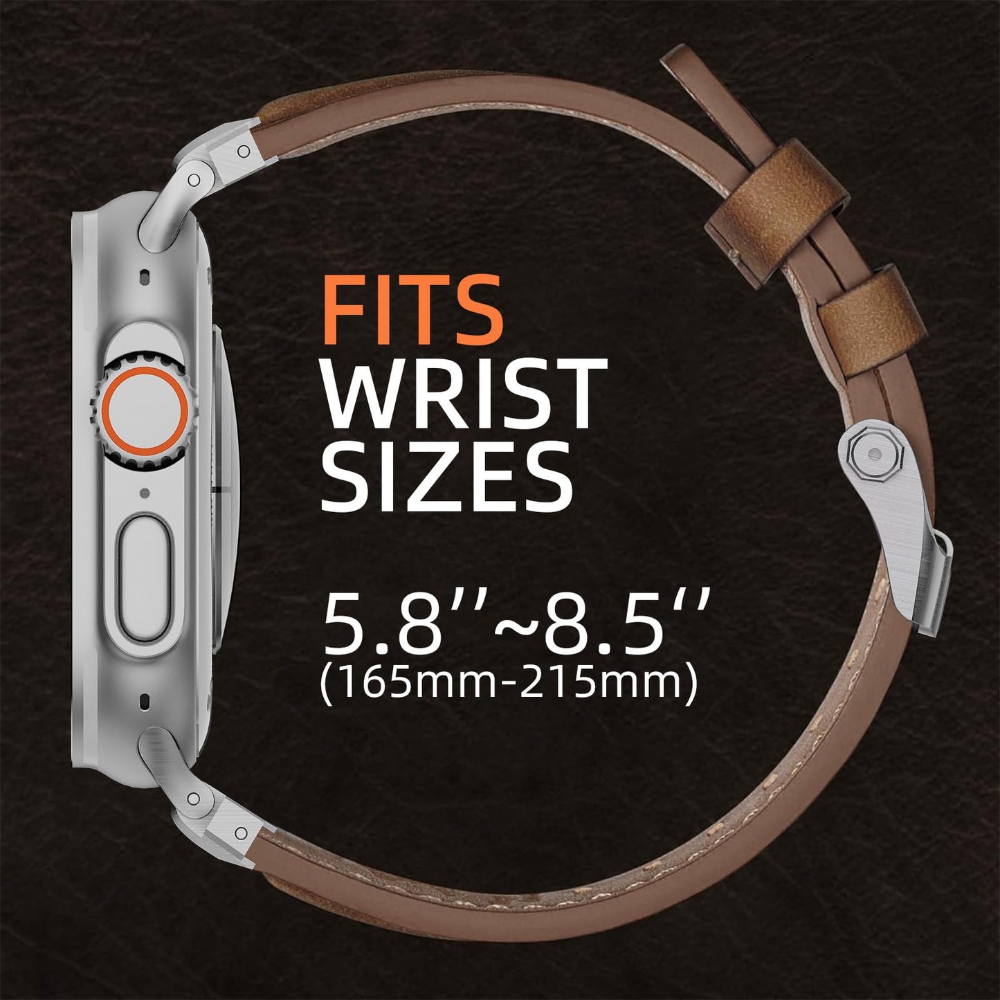 Genuine Leather Band Compatible with Apple Watch Ultra Band 49mm 46mm 45mm 44mm for Men,Vintage Genuine Leather Replacement Strap for iWatch Ultra 3 2 1,SE 3 2 1,series 11 10 9 8 7 6 5 4