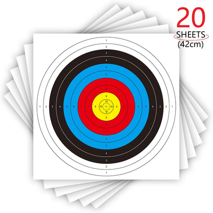 20pcs Archery Targets Paper,Bow and Arrow Target for Hunting Backyard,Standard Archery 10 Rings Competitive Target Faces for Archery Target Practice Accessories