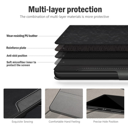Antbox Case for iPad (A16) 11th Generation 11'' 2025/iPad 10th Generation 10.9'' 2022 with Built-in Pencil Holder Auto Sleep/Wake Function PU Leather Smart Cover (Black)