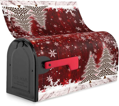 Christmas Mailbox Covers Xmas Tree Snowflake Magnetic Letter Post Box Cover Standard Size 25.5 x 21 Inch Garden Yard Home Decorative