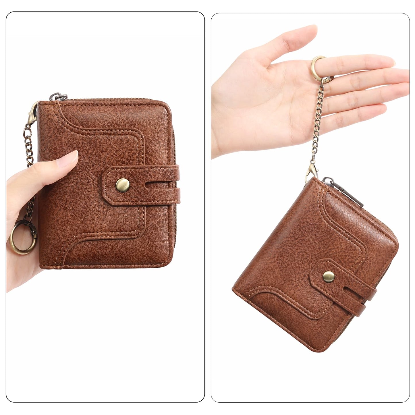 GOIACII Wallets for Women RFID Blocking Soft Leather Coin Purse Bifold Small Credit Card Holder Brown
