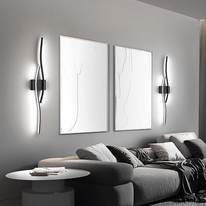 Modern LED Wall Sconce Set of Two with Dimmable, 6000K & Dimming Black Wall Light with LED Wall Lamp for Bedroom Living Room Bathroom Hallway 39.4inch Length