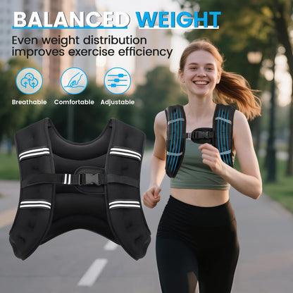 Ragebby Weighted Vest, 8lb for Men, Women with Reflective Stripe, Weight Vests Adjustable for Workout, Strength Training, Running, Fitness, Muscle Building, Weight Loss
