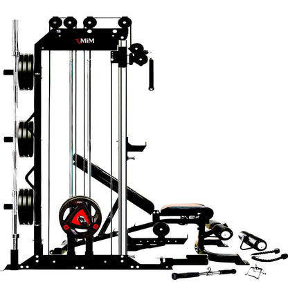 MiM USA Pro Master, All in One Home Gym, Smith Machine & Functional Trainer, 2000LB Capacity, W/ Adjustable Bench, Arm Curl & Complete Attachment