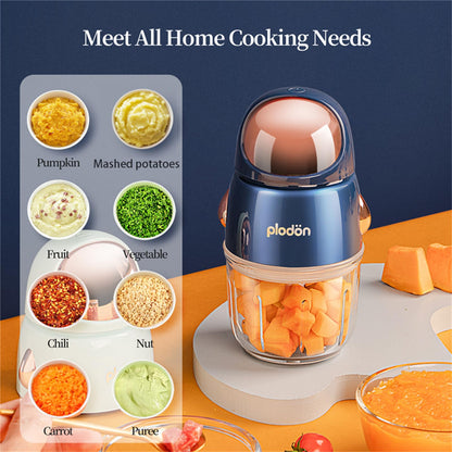 Baby Food Maker Mini Cute and Small Food Processor Puree Blender Grinder Chopper 1.2 Cup Glass Bowl with 6 Blade Electric (Spaceman-White(One Bowl))