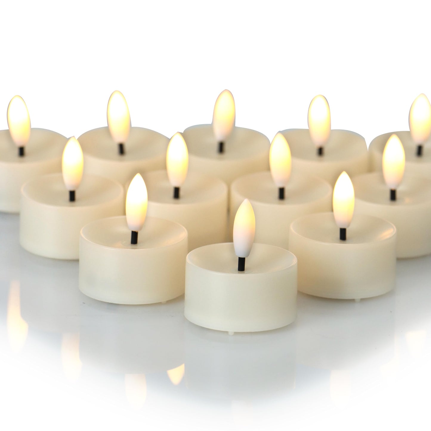 CANDLE CHOICE Battery Operated Flameless Tea Lights Realistic Black Wick Bright Flickering LED Tealight Candles for Wedding Table Centerpieces Halloween Christmas Decorations Batteries Incl. 36 Pack