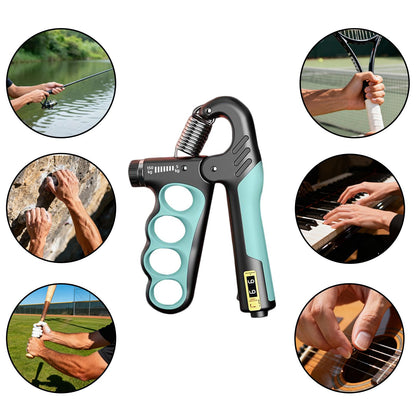 HSEONEJIA 2PCS Adjustable Hand Grip Strengthener (11-220LB) - Automatic Counter Hand Wrist Forearm Exerciser, Grip Strength Trainer for Athletes, Musicians, Injury Recovery & Physical Therapy (Red)