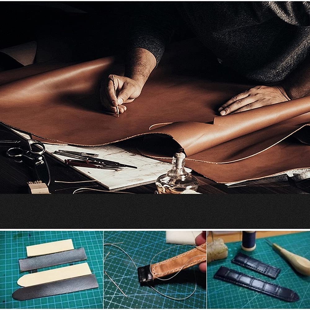 Adwoa Genuine Leather Replacement Straps Compatible for Men's 24mm 26mm 28mm Spring Bar Diesel Leather Watch Band Strap with Stainless Steel Buckle