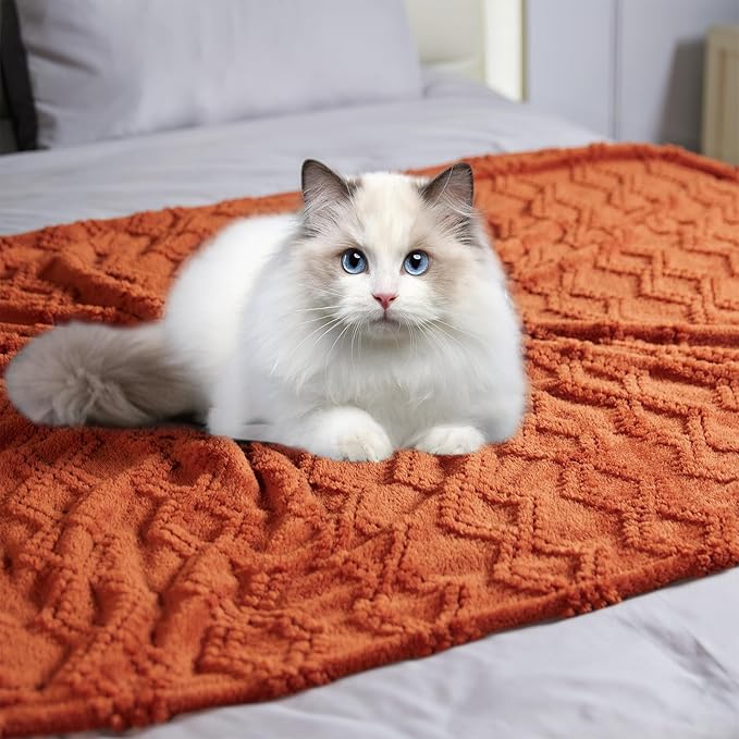 Jacquard Boho Fleece Throw Blanket-Cozy Fluffy Soft Lightweight Fuzzy Fall Blanket for Sofa, Couch, Bed, Chair & Car, Gifts for Teen Girls, Women & Men, Home and Dorm Decor, Rust Red, 50" x 70"