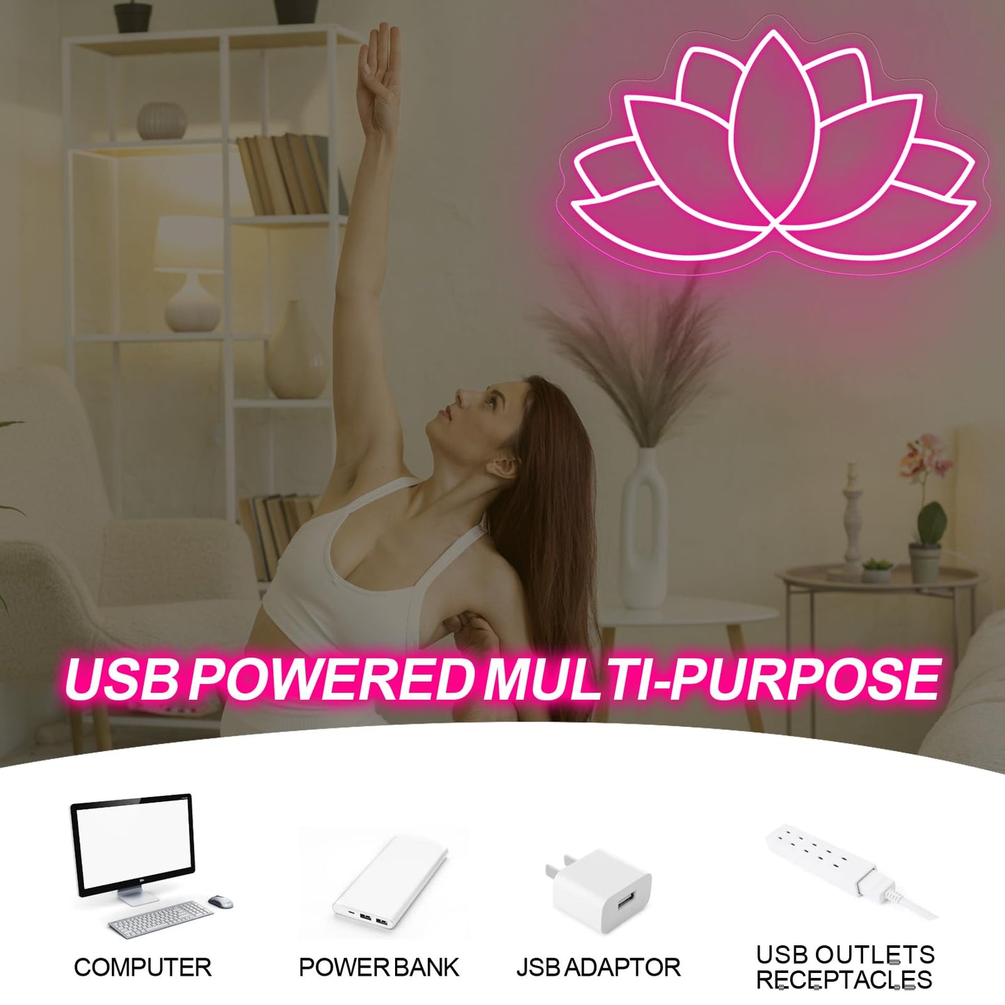 Lotus neon sign, Lotus led sign, Yoga Led Sign, Meditation Led Light, Exercise Room Wall Decor, Buddha Lotus, Pilates Studio Art Meditation Room Wall Art Yoga Lover Gift, Psychic Chakras Healing Exercise