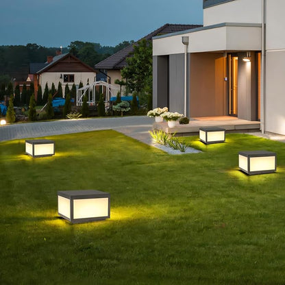 Outdoor Modern Post Light, Pillar Lights LED Fence Deck Cap Light Wired High Voltage,Outdoor Column Lights for Flat Surface Patio Garden Decoration with IP65 Waterproof E26 Bulb 10"x10"
