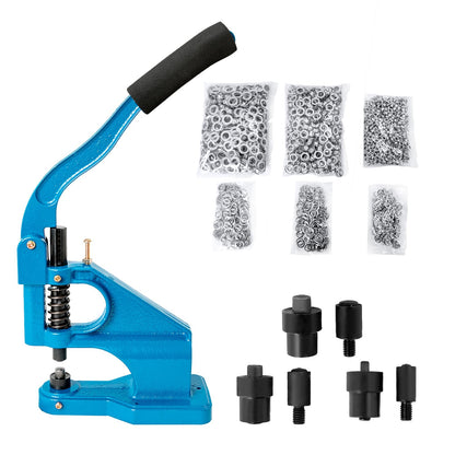 DUPDMKIN Grommet Tool Kit, Heavy Duty Eyelet & Rivet Press with 3 Dies and 1500 Pcs Grommets, Hand Press Grommet Machine for Fabric, Leather