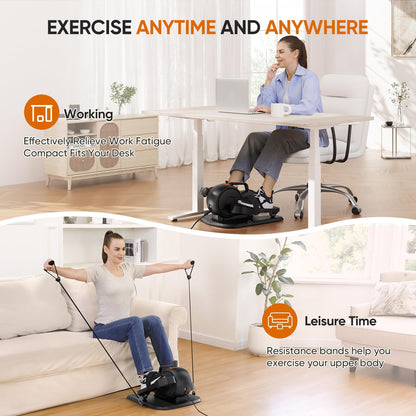 Dripex Under Desk Elliptical Machine, 3-in-1 Electric Seated Pedal Exerciser, Portable Leg Exerciser While Sitting for Seniors with Remote, 16 Adjustable Speed & Resistance, Fully Assembled