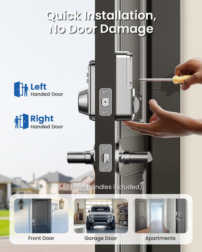 Veise Keyless Entry Door Lock with 2 Lever Handles - Electronic Keypad Deadbolt, Easy Installation Digital Smart Front Door Lock Set, Oil Rubbed Bronze