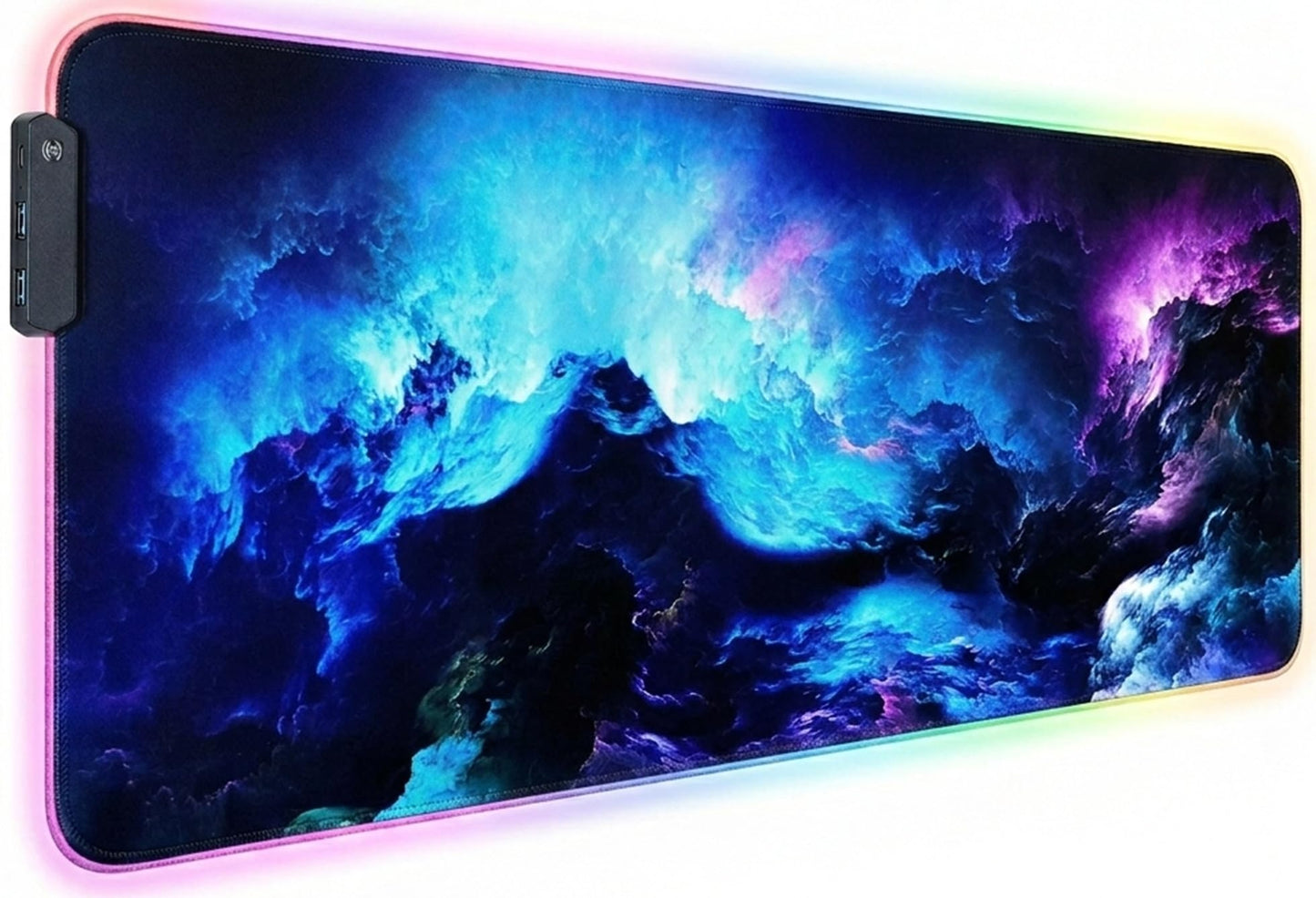 Gerlos RGB Gaming Mouse Pad, Large Extended LED Desk Mat with 12 Light Modes, Non-Slip Rubber Base, Water-Resistant, 31.5×11.8 Inch