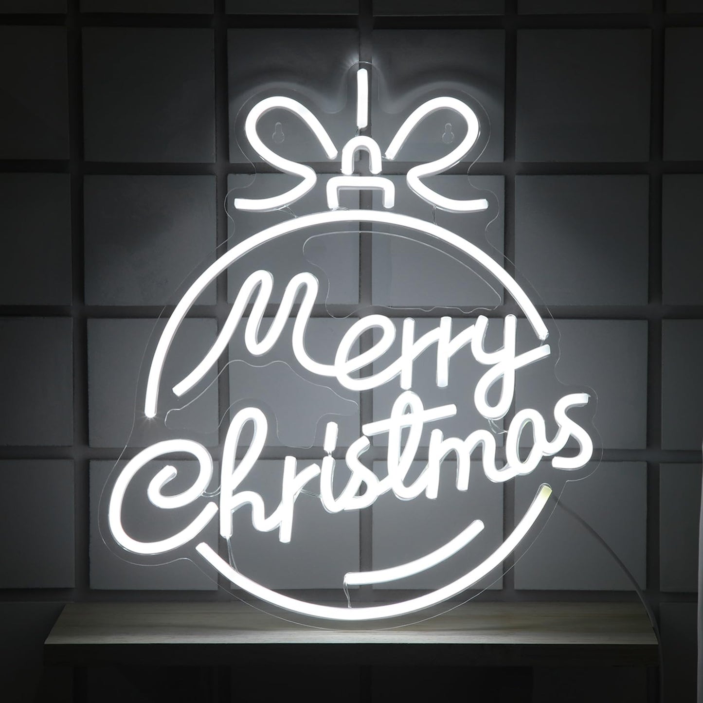 Xuhal Merry Christmas Neon Signs Acrylic Neon Light White Merry Christmas LED Light USB Powered Led Sign for Wall Decor Party Room New Year Wedding