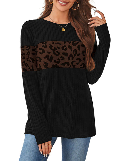 WIHOLL Womens Sweaters Trendy Color Block Tops Long Sleeve Shirts Fall Outfits Early Fall Fashion 2025 Winter Clothing