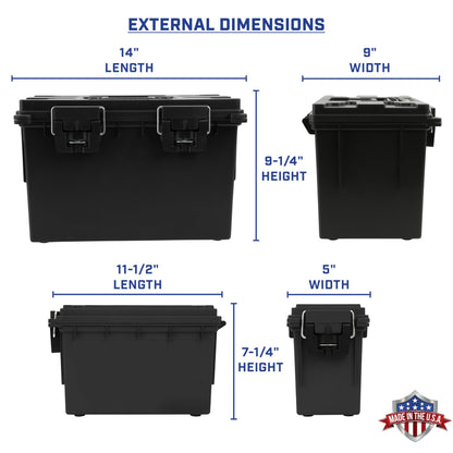 Sheffield Ammo Box Made in USA, Stackable Lockable Ammo Storage Box, Black