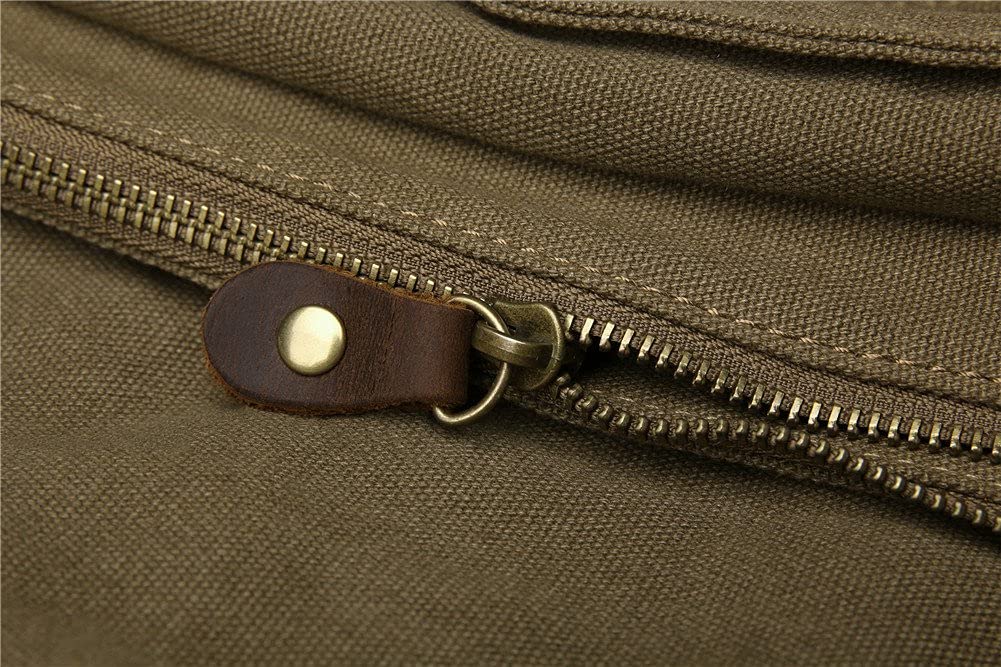 Sechunk Vintage Military Leather Canvas Laptop Bag Messenger Bags