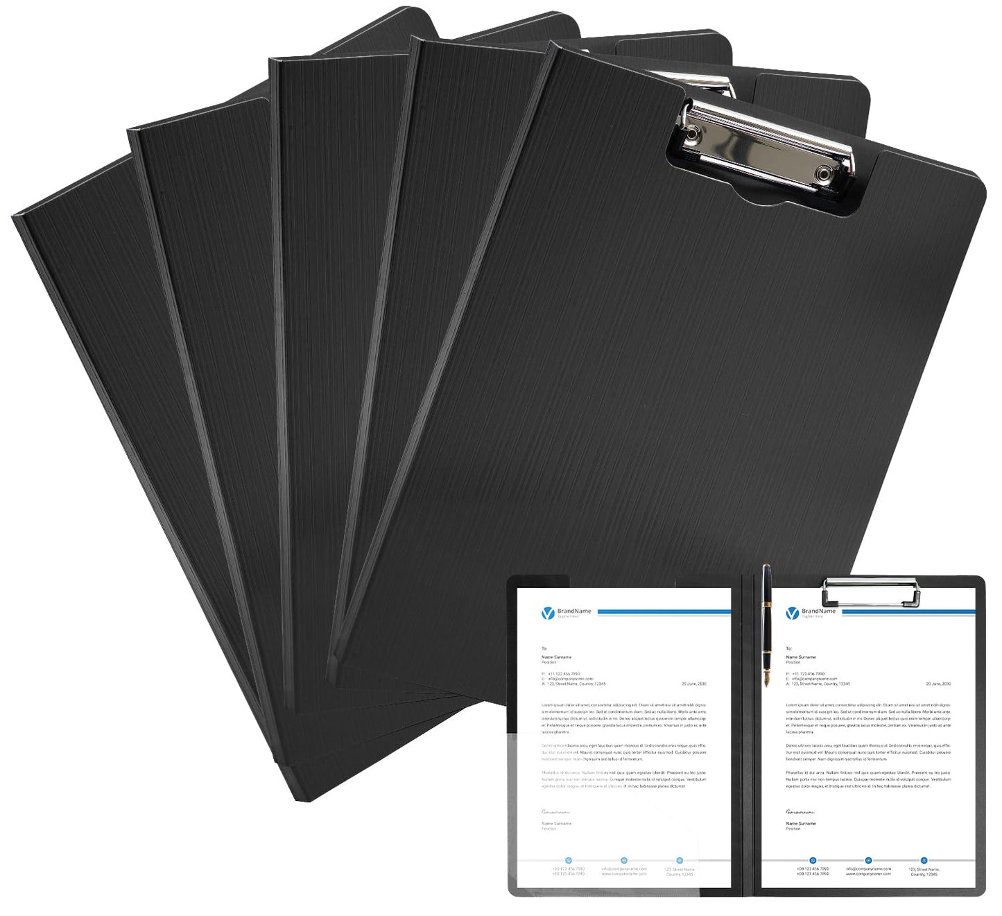 MUYICS Foldable Clipboard, 5 Pack A4 Clipboard Folder with Pocket, File Cover Office Folder Clipboards, 360 Degree Foldable Binder Clipboards for Office, School or Medical Field, Black