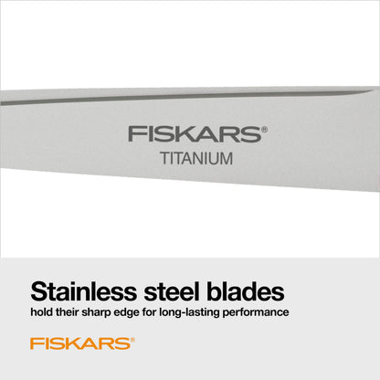 Fiskars SoftGrip Titanium Scissors - Contoured Performance All Purpose - 8" Titanium - Straight Paper Scissors for Office, and Arts and Crafts - 3-Count