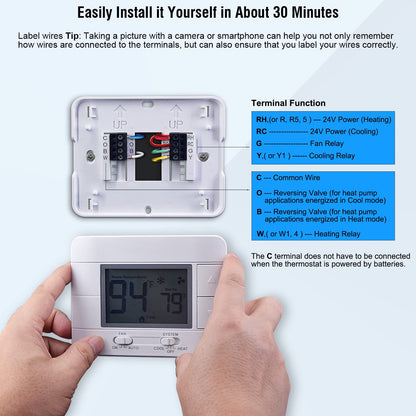 Upgraded Digital Non-Programmable Thermostat for Home 1 Heat/1 Cool Single Stage System, with Temperature & Humidity Monitor and Large Blue LCD Display