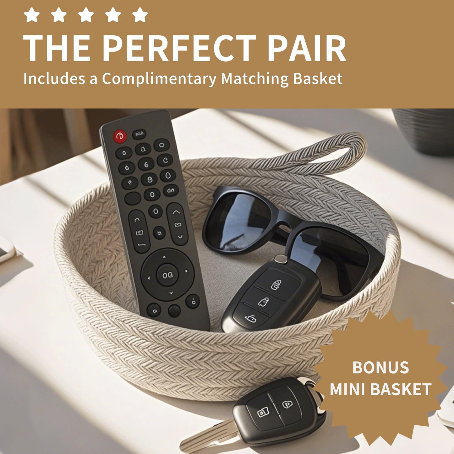 GOPAS 125L Extra Large Blanket Basket, 25" x 16", Jumbo Laundry Woven Cotton Rope Basket with Handles, Baby Toy Storage, Gradual Brown