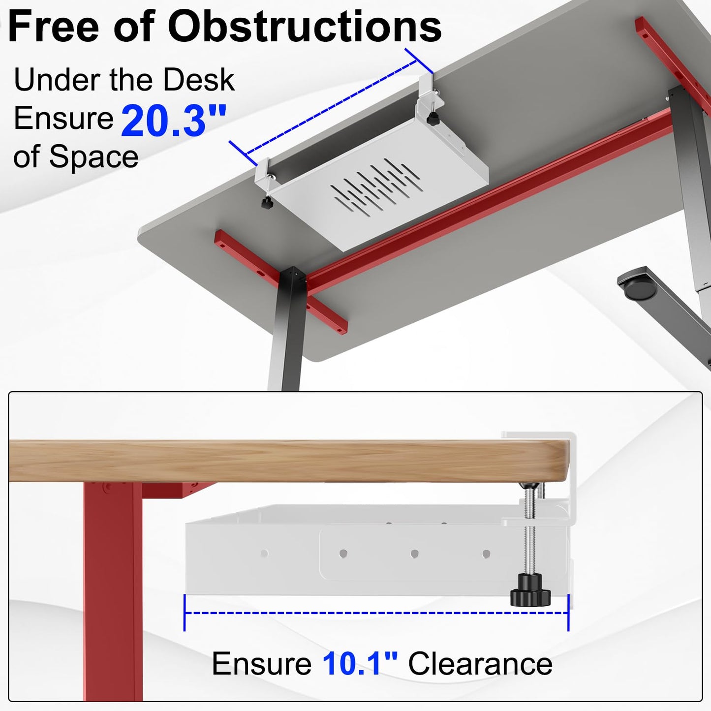 BYMECOST No Drill Under Desk Storage Shelf, Metal Under Desk Drawer Organizer with Clamp, Mount Under Desk Shelf Adds Tray, Desk Drawer for Office Desks, Table, Gaming Desk, Workstations (White)