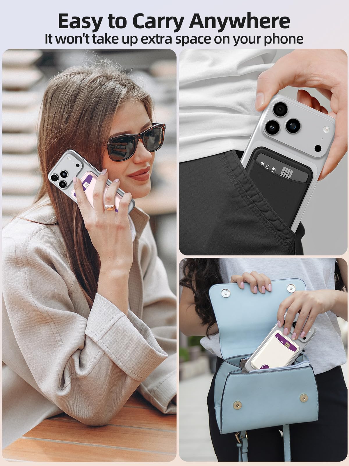 Miroddi for Magsafe Wallet, Magnetic Card Holder for iPhone 17/16/15/14/13/12 Series, Leather Magnet Phone Wallet Fit 4 Cards 3 Cash, Ultra-Thin, RFID Blocking, Black