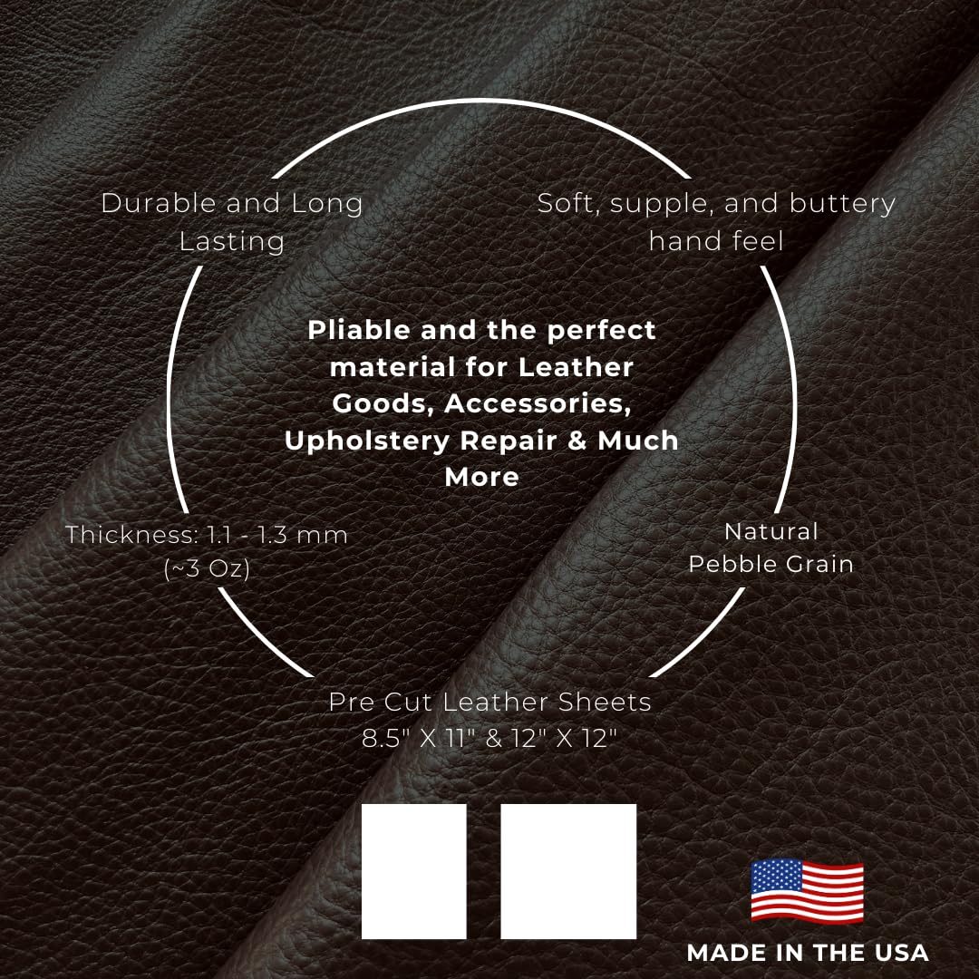Natural Grain Cow Leathers: 12'' x 12'' Pre-Cut Leather Pieces (Off White, 1 Piece)