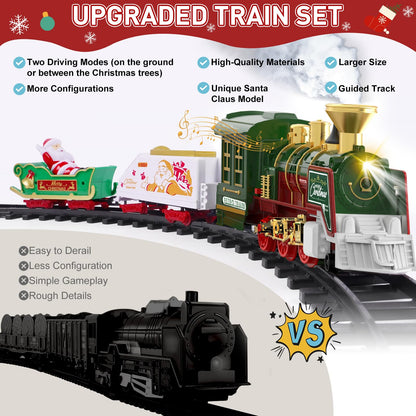 TERRAMUS Christmas Train Set - Hanging Train Toys with Smoke Light & Sound for Boys Girls,Train Set Around Under The Christmas Tree with Steam,Carriages Tracks for 3-12 Years Old Kids Decoration Gift
