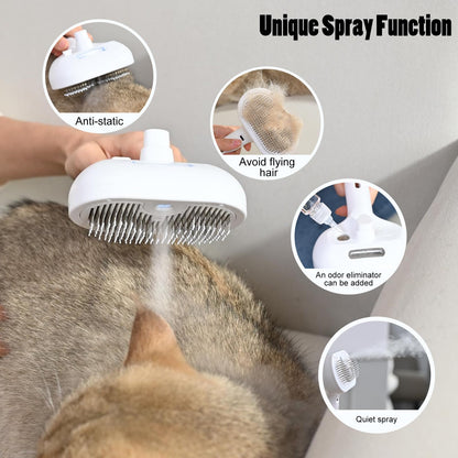 Katoggy Spray Cat Brush, Self Cleaning Dog Steam Brush, Easy To Clean, Remove Static Flying Hair Steam Grooming for Cats and Dogs