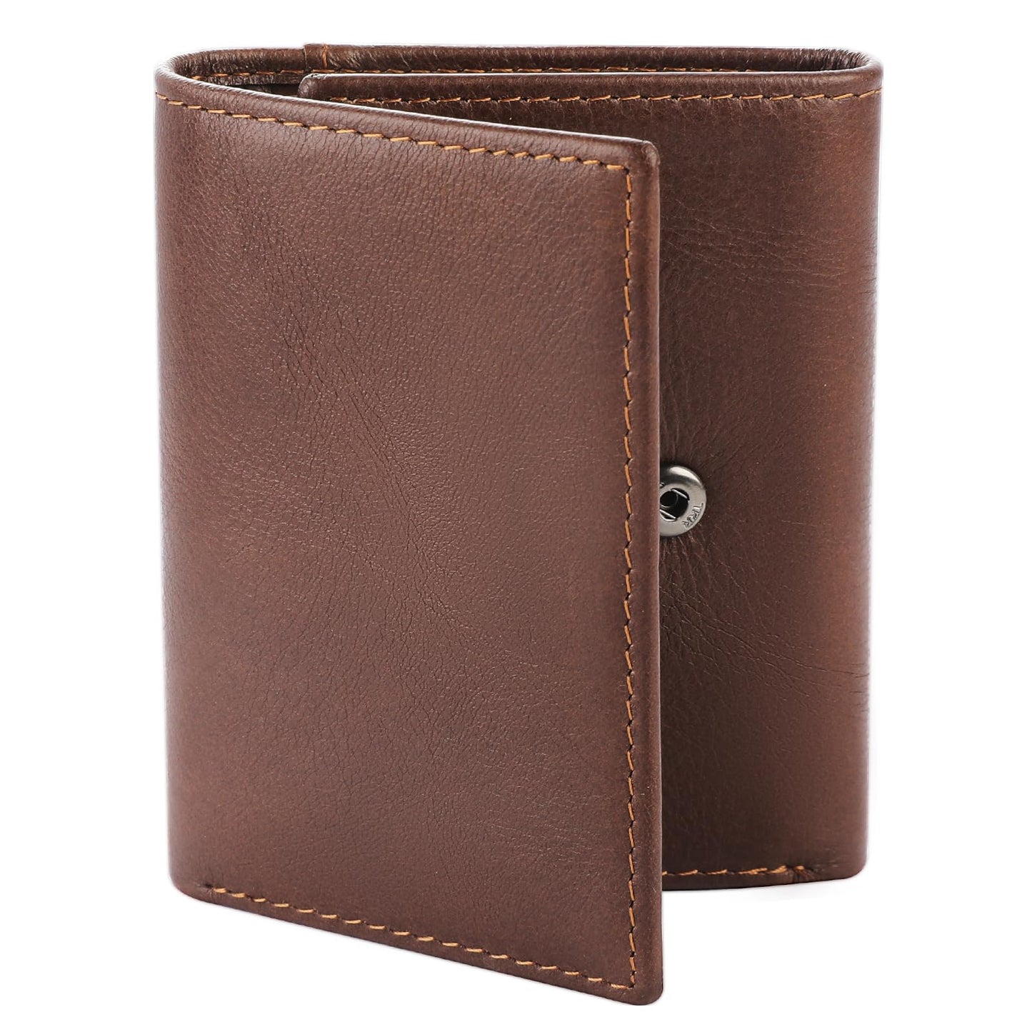 Woltic W Trifold Top Grain Slim Leather Wallet for Men Front Pocket Wallet with RFID Blocking,2 Cash Holders 2 ID Windows, 8 Credit Card Slots, Classic Style Gift For Men (Coffee Brown)
