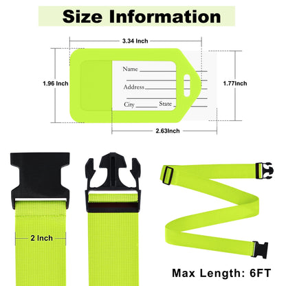 Gostwo 8 Pack Luggage Straps and Tags Set - 4 Straps, 4 Tags, Suitcase Belt